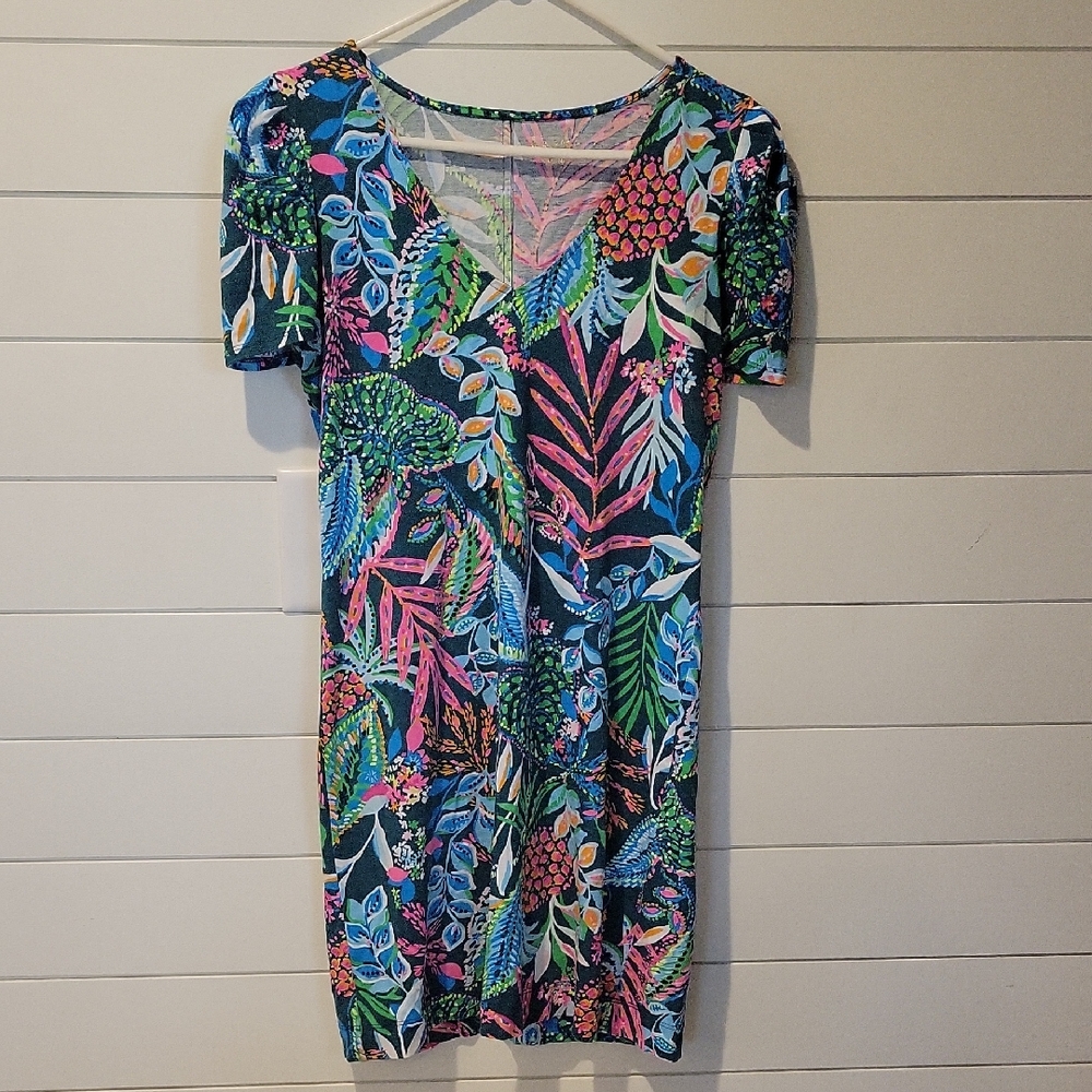 Lilly Pulitzer Colorful Patterned Dress Small Green/Pink